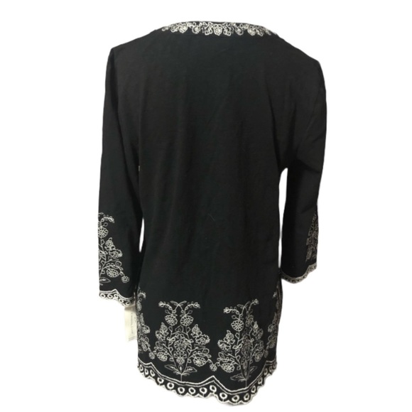 Charter Club Black & White Embroidered Tunic NWT - Picture 2 of 11